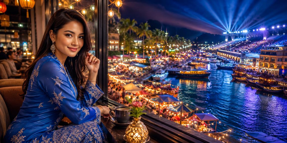 Pengguna Malaysia menikmati platform hiburan 46000 dengan pakaian tradisional